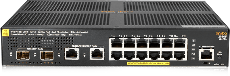 Aruba 2930F 12G PoE+ 2G/2SFP+ Switch - JL693A